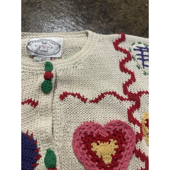 Vintage 1994 Eagles Eye Knit Hearts Valentines Day Sweater Size Large Rare - Picture 5 of 8